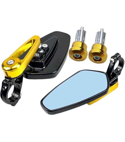 Specchietti Retrovisori Moto 22mm Ovali Arancione - Universali Per Manubrio, In Metallo Resistente - Foto 6