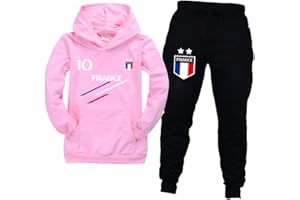 FORLCOOL Jogging Enfant De Football France 2 étoiles Sweats à Capuche Survêtements garçon Sweats à Capuche Pantalons de Sport