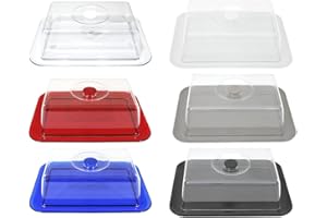 COSEDACASA Contenitore vassoio rettangolare da frigo porta pane formaggio dolci alimenti per cucina 32cm con coperchio blu rosso bianco trasparente tortora nero prodotto interamente in italia-blu