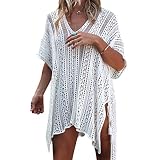 camisa flores sara carbonero Lavado a mano o a máquina Baijiaye Mujer Gancho De Flores Hueco Cuello V Manga del Murc Irregular Camisolas De Playa Bikini Cover Up Kaftan para Playa Blanco