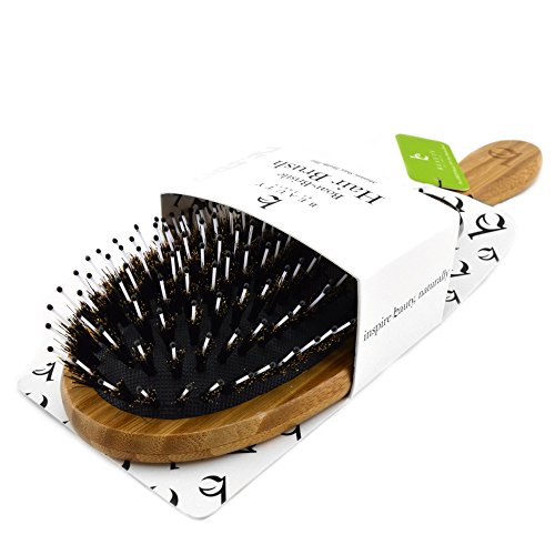 Boar Bristle Hair Brush - Natural Wooden Bamboo Handle Best for Styling, Straightening, Detangling or to Set Thick, Thin, Fine, Straight, Curly, Wavy, Long, Short, Dry, or Damaged Hair on Men or Women