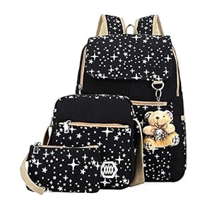 Following Mochila Escolar de Tres Juegos de Lona Ligera para niñas, Bolsa de Ordenador portátil, Bolsa de Hombro, Estuche