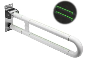 HAIMAYEE Poręcz do Toalety dla Niepełnosprawnych dla Seniorów z Antypoślizgową Rączką,Toaleta Stojąca,Poręcz Prysznicowa,Składana,Stal Nierdzewna,Nośność 250kg,Biały