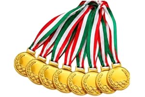 Winner Gold Medal with Ribbon Pack of 8 | School Sports & Competition Award Medals (Medal-2)