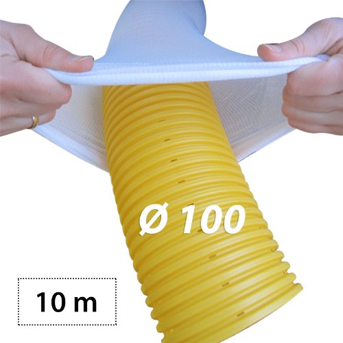 10m Drainagerohr DN100 gelb gelocht und 10m Filterschlauch F100 Profi-Set