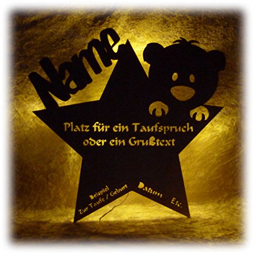 Schlummerlicht24 Led Nachtlicht Baby-Lampe Teddy Stern Baby-Geschenke zur Taufe mit Namen Tauf-spruch Gravur personalisiert Geburt-sgeschenke Taufgeschenke für Junge-n Mädchen Paten-Kind Mutter Zimmer - 2