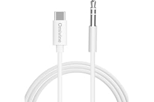 OMIVINE USB Type-C to 3.5mm Audio Aux Jack Cable, USB-C to 3.5mm Headphone Stereo Cord for Car with iPhone 15/Plus/Pro/Pro Max, iPad Pro 2018, Samsung Galaxy, Pixel, Moto Z, Huawei, HTC, etc - White/40in