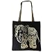 Shimmer Natural Fiber Jute Tote Bag with Gold Elephant Graphic with Quilted Padded Lining RS.450.00