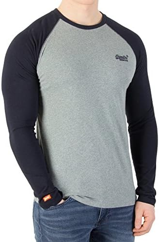 Superdry Men's Orange Label Baseball Longsleeved T-Shirt, Grey, Large