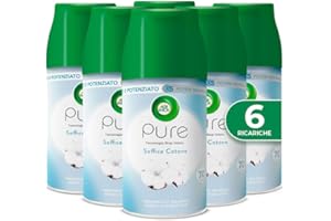 Airwick Freshmatic Ricariche Pure Soffice Cotone, Profumatore per Ambiente, 250 ml, Confezione da 6