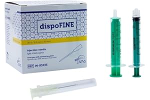 WELLNESS & CARE 100uds desechables de diferentes tamaños: 16G/ 21G/ 23G/ 26G/ 30G y 2 jeringuillas de 3 - 5ml. Embalaje individual y estirilizado. Adecuadas para rellenar líquidos, ganado e industria. (30G)