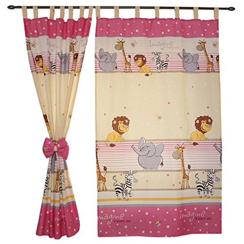 TupTam Cortinas con Trabillas para Habitación Infantil, Imagine Rosa, c. 155x95 cm
