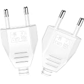 Oblinple European Flat Plug 250V 2.5A, 2 Pieces White | Schuko Euro Power Plugs, Plug Electrical Plug Male Home Decoration In