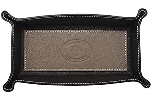 FrasiBags Svuotatasche Design Moderno in Vera Pelle Made in Italy, Vassoio Portaoggetti Ingresso, Svuota Tasche da Ingresso Organizer Scrivania Rettangolare Piccolo (Taupe)