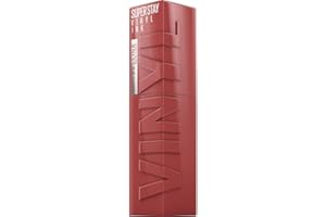 Maybelline New York Rossetto Liquido Super Stay Vinyl Ink Nude Shock, Effetto Vinilico e Labbra Brillanti Fino a 16H, Formula Vegana, 115 Peppy, 4,2 ml
