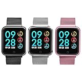 KDSFJIKUYB Smartwatch Q8 SmartWatch 38mm Farbbildschirm Bluetooth Sport Band Milanese Metallarmband Smart Armbanduhr für Apple iPhone IOS Android, schwarz