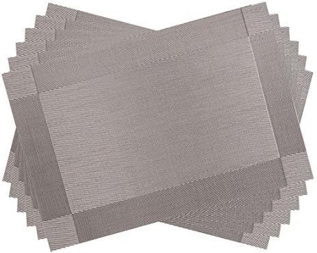 Placemats Set of 6 for Kitchen Table Heat Resistant Washable Vinyl Table Place Mats (Placemats, Grey)