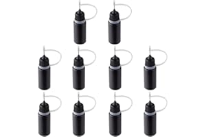 GORGECRAFT 10 Botella Aplicadora de Punta de Precisión Botella de Plástico con Aguja de Metal Negro 10 ml Botellas Aplicadoras de Punta de Precisión para Pintura DIY Papel Quilling Manualidades