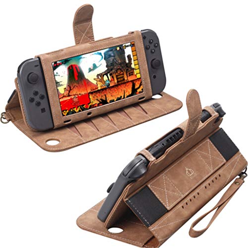 Preisvergleich Produktbild TianranRT ForNintendo Switch Leather Case Schutzhülle CoverMultifunktionsspeicher Tragen Tasche (Braun)