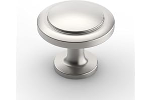 9BUILD 10 Pack Brushed Satin Nickel Drawer Knobs Round Cabinet Knobs Cupboard Knobs Kitchen Door Knobs Single Hole Cupboard Handles Zinc Alloy Dresser Knobs