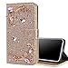 Produktbild Nadoli Leder Hülle für Galaxy S10 Plus,Luxus Bling Glitzer Diamant 3D Handyhülle im Brieftasche-Stil Schmetterling Blumen Flip Schutzhülle Etui für Samsung Galaxy S10 Plus,Gold