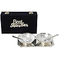 INTERNATIONAL GIFT German Silver Round Bowl Spoon Tray Or Carry Bag with Best Sister Ever Customized Box