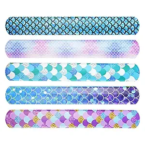 Birthday Popper Mermaid Theme Slap Bracelets Bands (Pack of 12) For Kids Birthday Party Favors and return Gift For Kids of all age group