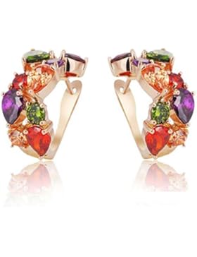 Yazilind blendend Gold Filled Bunte Runde Birnen-Schnitt makellos Zirkonia Klaue Kleine Creolen