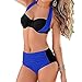 Produktbild Damen Badeanzug Colorblock Crossover High Taille Bikini Badeanzug Sexy Summer Beach oder Party M Dark Blue