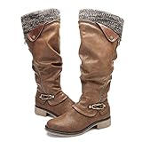 winterstiefel damen gefüttert ★ Perfekte Passform und Stil: Vielseitige, kniehohe Stiefel haben ein einfaches, schlankes Obermaterial aus veganem PU und eine niedrige, gestapelte (3,2 cm) Ferse fügt Ihrem Look etwas Zentimeter hinzu. Perfekt für Festivals und das ganze Jahr über