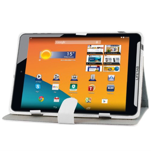 iProtect Kunstleder Tasche für MEDION LIFETAB Schutz Hülle Case mit Stylus PEN für S7852 MD98625 7,85 Zoll weiß - 2