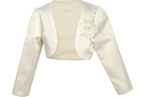 inlzdz Little Girls Long Sleeve Lace Bolero Cardigan Shrug Kids Wedding Bridesmaid Party Formal Dress Outwear