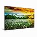 Produktbild Calvendo Premium Textil-Leinwand 120 cm x 80 cm Quer Die Sonne Geht auf über Einem Feld von Pusteblumen | Wandbild, Bild auf Keilrahmen, Fertigbild auf Echter der Nordsee von Peter Roder Natur Natur