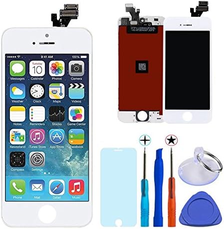 KXC ST Replacement LCD Display Touch Screen Digitizer Frame Assembly Full Set with Free Tools and Glass Screen Protector For iphone 5 (4.0 inches) White