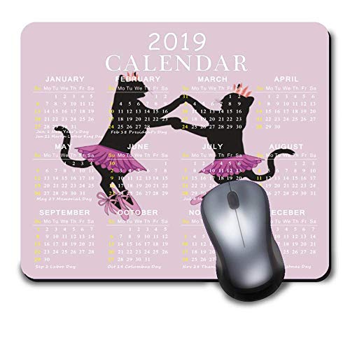 Preisvergleich Produktbild Mauspad 2019, personalisierbar, rechteckig, Rutschfest, Gummi, Motiv: Ballett, Schwarze Katzen, 24,1 x 20,1 cm
