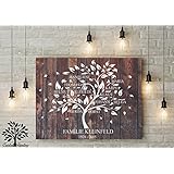 70x50 cm, Familienstammbaum, Stammbaum, Statt Hochzeitsbaum oder Wedding Tree,Leinwanddruck - Baum, Leinwand, Keilrahmen und Holz Motiv