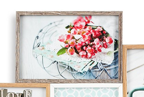 Bilderrahmen Holz Weiß Braun Eiche 45x53x2cm 10 Fotos 10×15 Fotorahmen 3D - 2