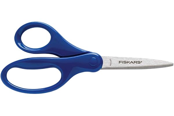 Fiskars Ciseaux d'écolier, À partir de 10 ans, Longueur totale: 18 cm, Pour droitiers, Lames en acier inoxydable/Poignées en plastique, Rose/Vert, 1003858