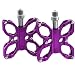 Produktbild Semoss 2 Stück Universal Pedal Anti-Rutschpedal Aluminium Fahrradpedale Mountainbike Pedal MTB Plattform Pedale Trekking in Schmetterling Design,Lila,Größe:9/16 Zoll