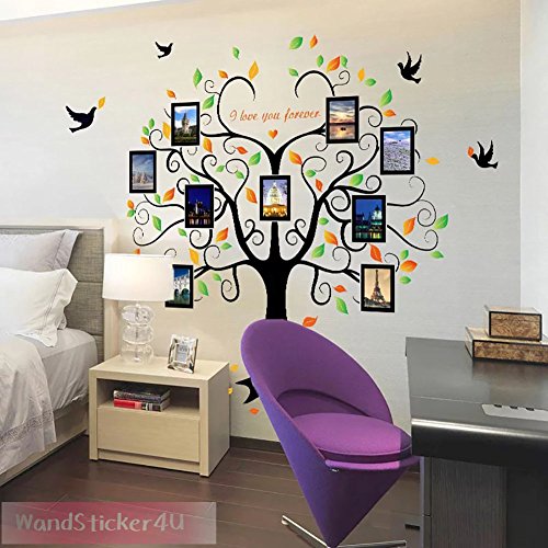 WandSticker4U- Wandtattoo „riesiger Familie Foto Baum“ | Effektbild: 160x204cm | Wandsticker Stammbaum Bilderrahmen Wand Aufkleber Deko für Wohnzimmer, Küche, Garderobe, Flur XXL - 6