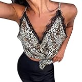 Damen Mode Weste Design schlanke Damen niedrigen Kragen V Ausschnitt Sling Leopard Print Tops Hemd Sweatshirt Oberteil Shirts