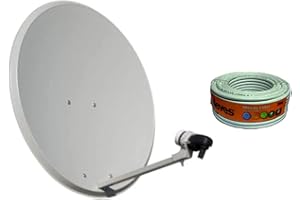 TECATEL Kit Antena PARABOLICA 60cm Marca Tecnovoz+ Rollo 20m TELEVES + LNB Illusion