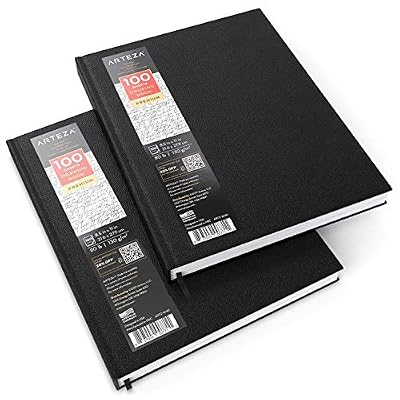Arteza Ensemble de 2 Carnets à Dessin Artiste Taille 20.3 x 27.9 cm, Couverture Rigide 200 Pages au Total, Cahier Reliure Cousue 100 Feuilles Chacun, Papier Haut Grammage Durable Sans Acide (130g)
