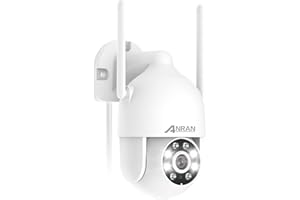 ANRAN 2K 360° PTZ Security Camera Outdoor, WiFi Home IP Camera with Auto Tracking, 24/7 Recording, Color Night Vision, Siren & Alert, 2-Way Audio, Motion Detection, SD/Cloud, Work with Alexa, P2 White