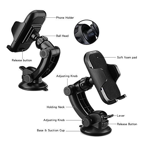 Soporte M  vil Coche  Pictek Soporte y Montaje M  vil Universal  Rotaci  n de 360 Grados  Soporte Fuerte   Brazo Ajustable para Parabrisas y Salpicadero con Ventosa  para iPhone X 8 Samsung Galaxy S9  S9 Plus y Otros