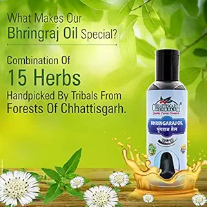 Chhattisgarh Herbals Bhringraj Oil for Hair Fall, Dry Scalp, Dandruff and Itching, Growth and Nourishment, Free From Harmful Chemicals and Mineral Oil, 200 ml