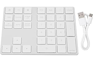 Lazmin112 Mini tastierino numerico Wireless a 34 Tasti, tastierino numerico Ricaricabile Bluetooth Ultrasottile Tastiera Piccola per Mac OS Windows, iOS, Android