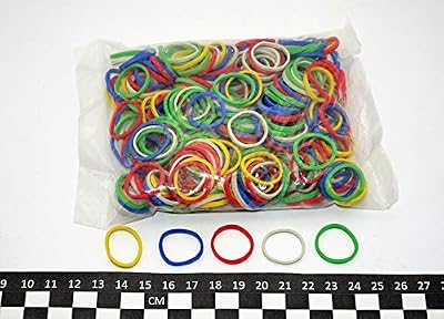 Progom - Elastiques -25(Ø16) mm x 1.7mm - Multi couleurs (blanc, jaune, vert, rouge, bleu) - sac de 50g