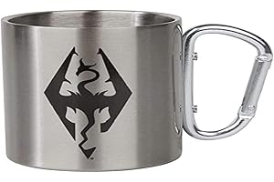 GB eye - Tazza da campeggio unisex con simbolo Skyrim Dragon, colore: Argento