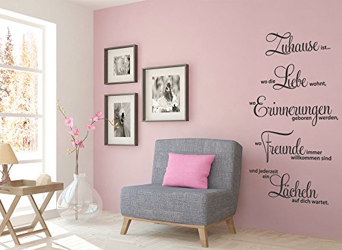 Grandora® W1124 Wandtattoo Spruch Zuhause ist wo die Liebe wohnt.. schwarz 58 x 107 cm - 3